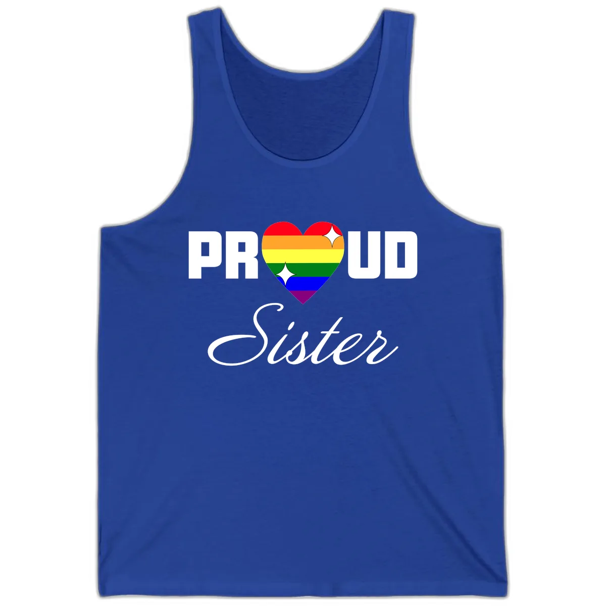 Proud Sister Rainbow Heart Tank in True Royal