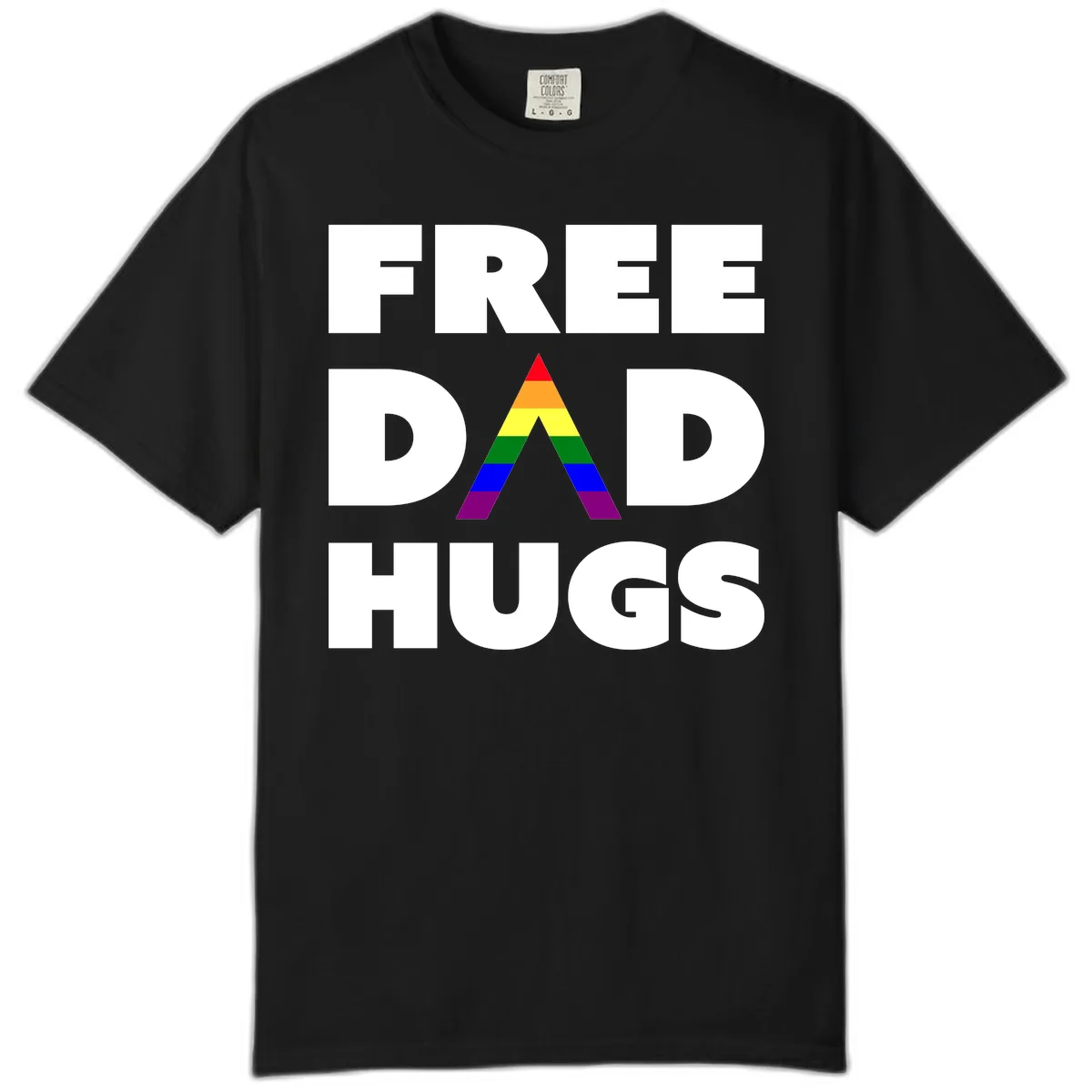 Free Dad Hugs Pride Triangle Comfort Color in Black