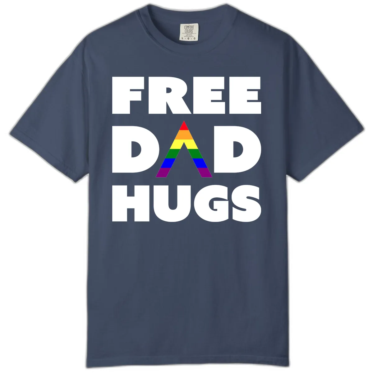 Free Dad Hugs Pride Triangle Comfort Color in Midnight