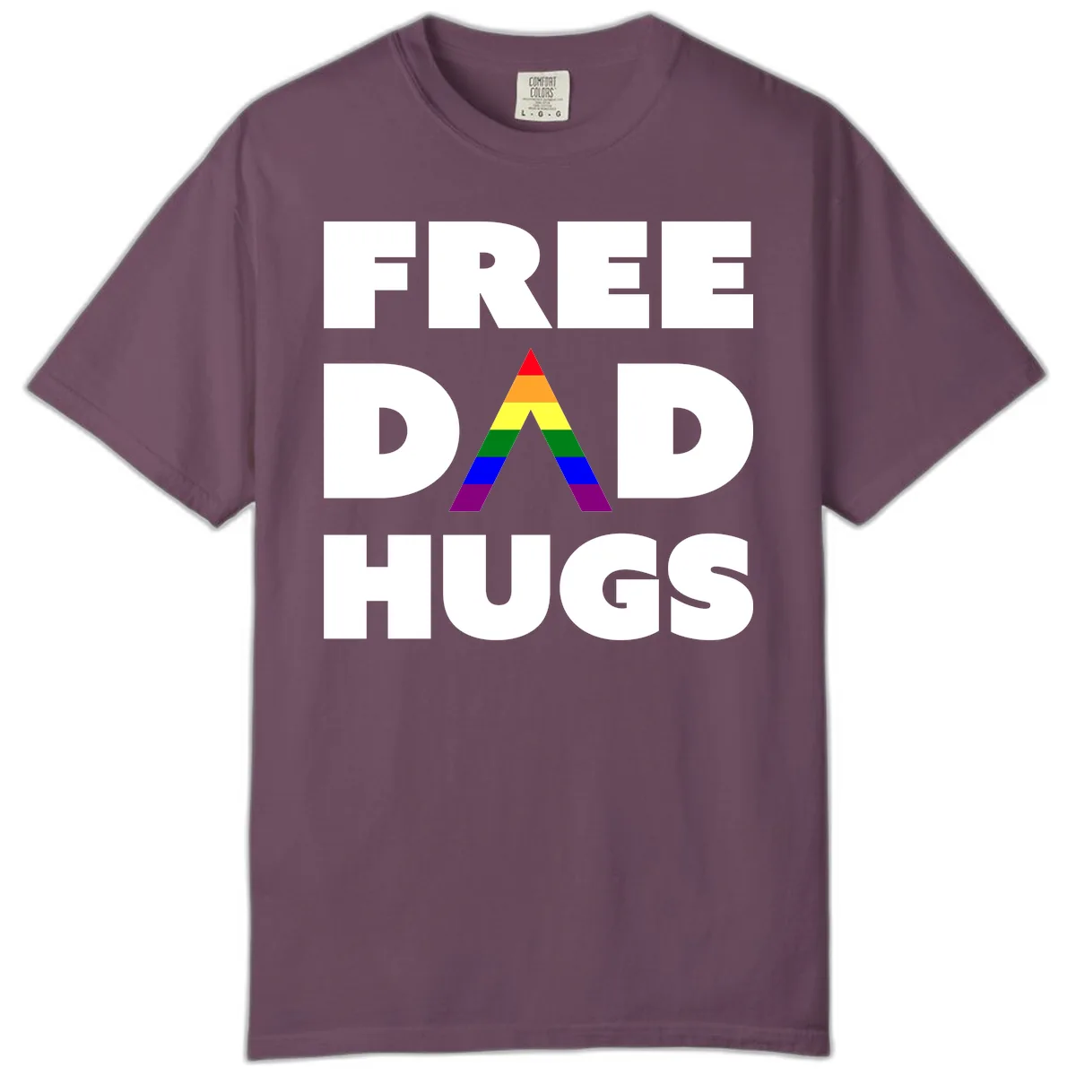Free Dad Hugs Pride Triangle Comfort Color in Berry