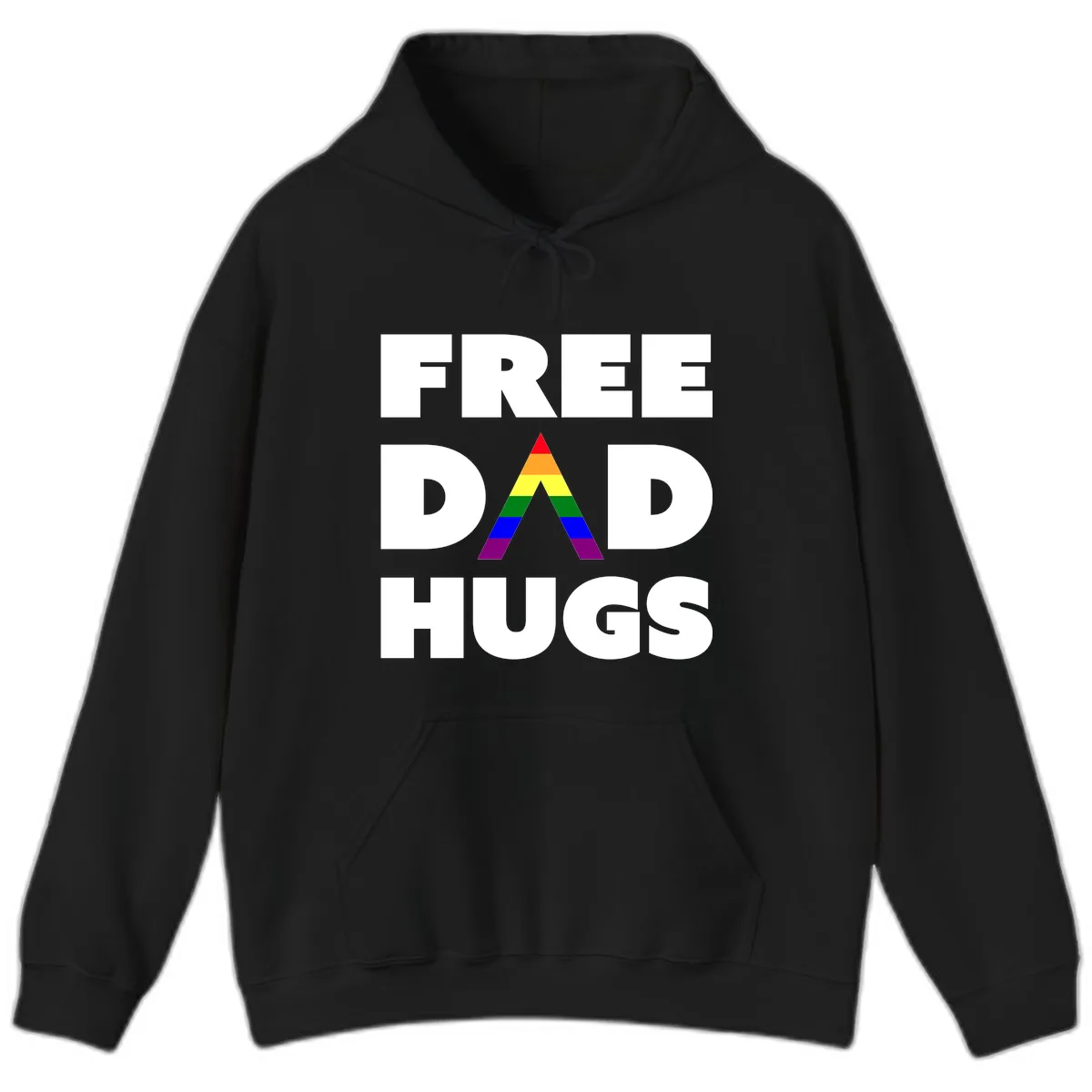 Free Dad Hugs Pride Triangle Hoodie in Black