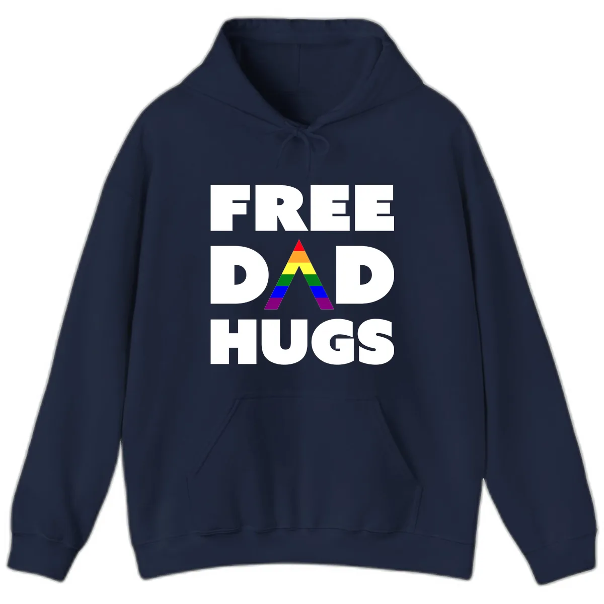 Free Dad Hugs Pride Triangle Hoodie in Navy