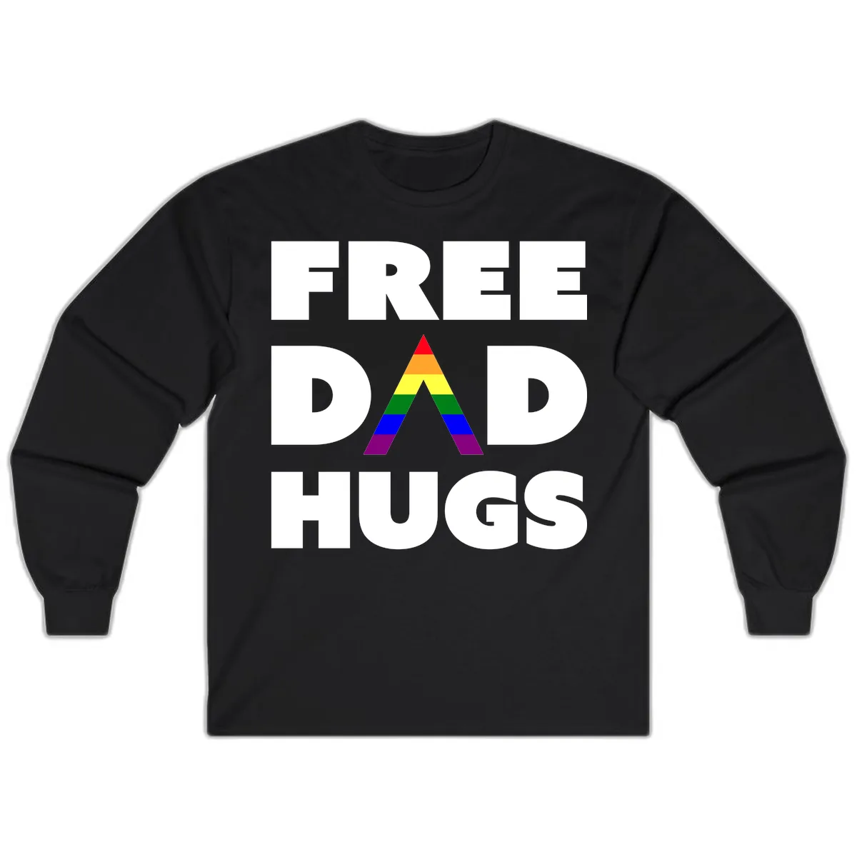 Free Dad Hugs Pride Triangle Long Sleeve in Black