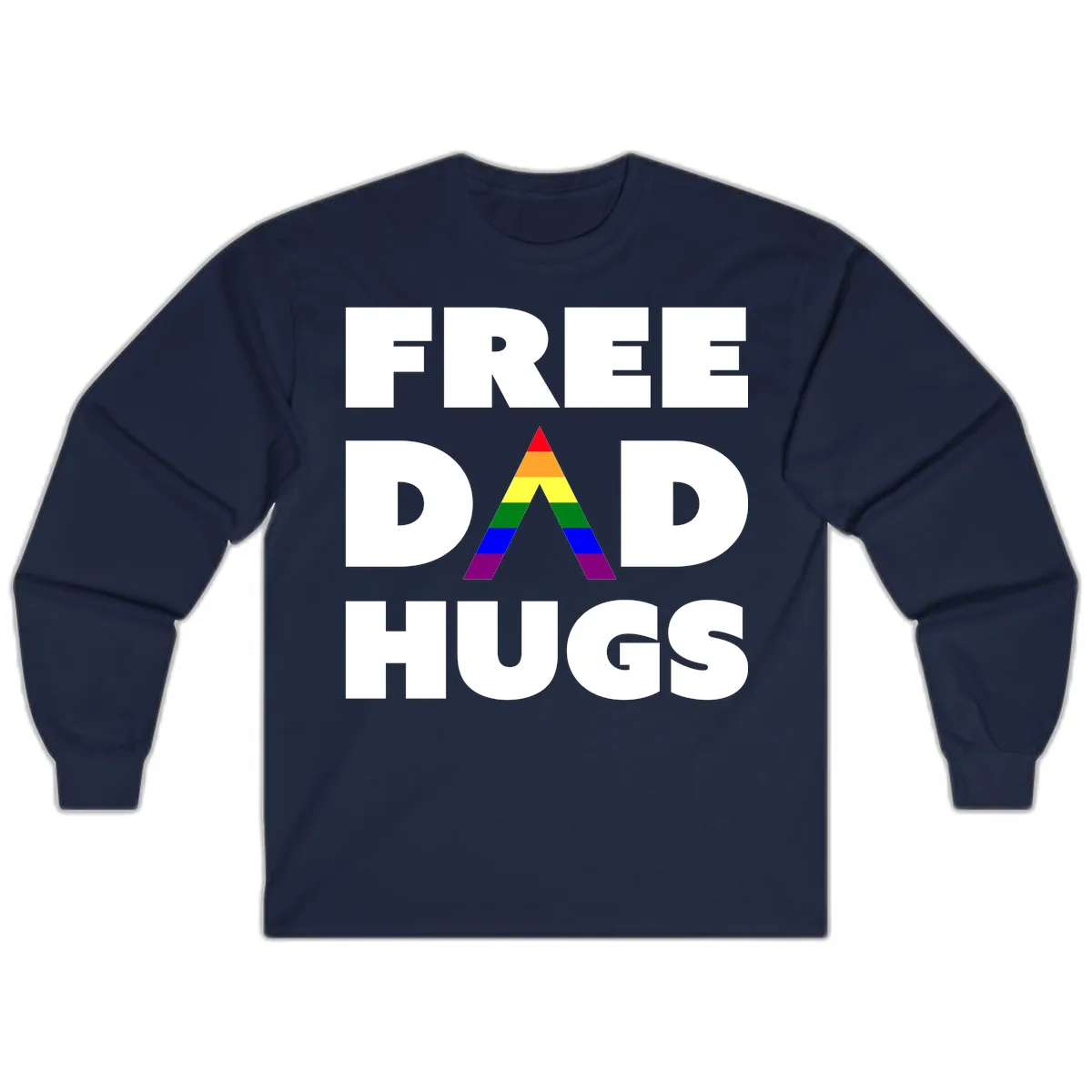 Free Dad Hugs Pride Triangle Long Sleeve in Navy