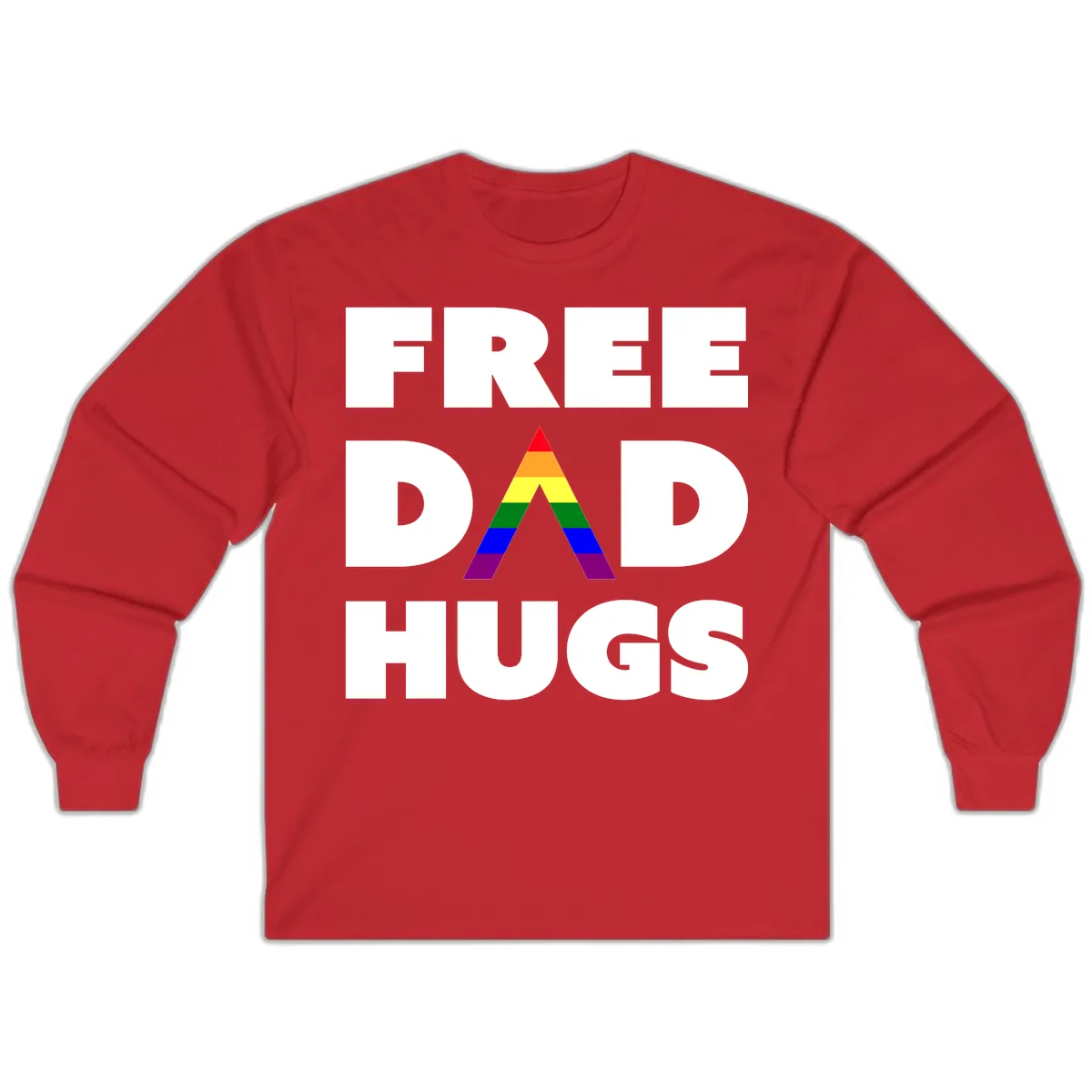 Free Dad Hugs Pride Triangle Long Sleeve in Red