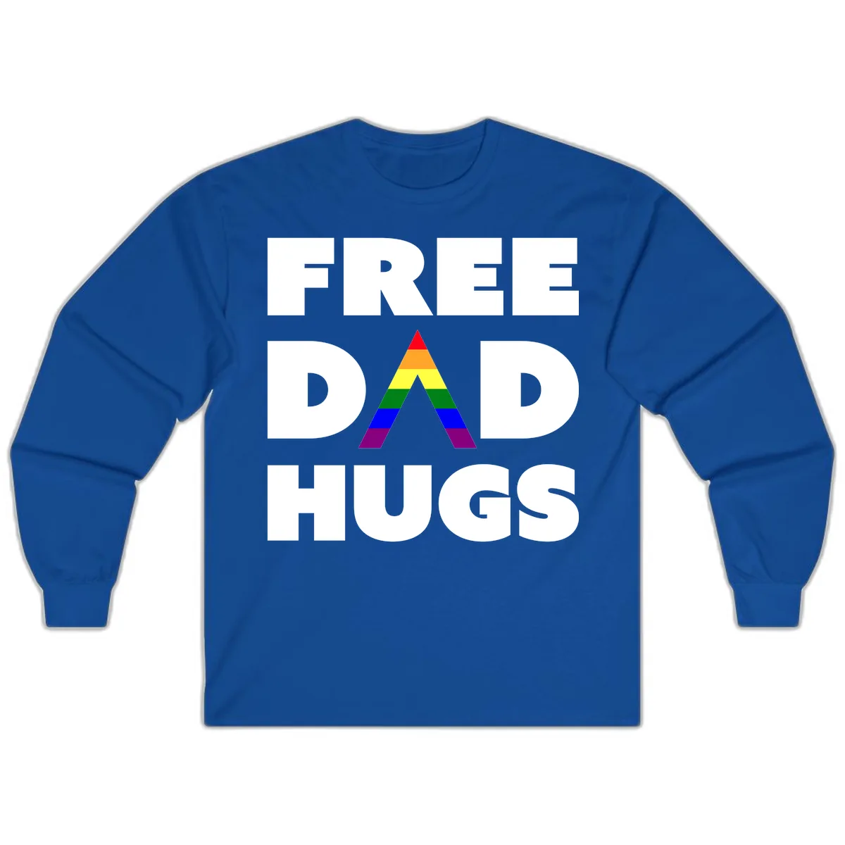 Free Dad Hugs Pride Triangle Long Sleeve in Royal