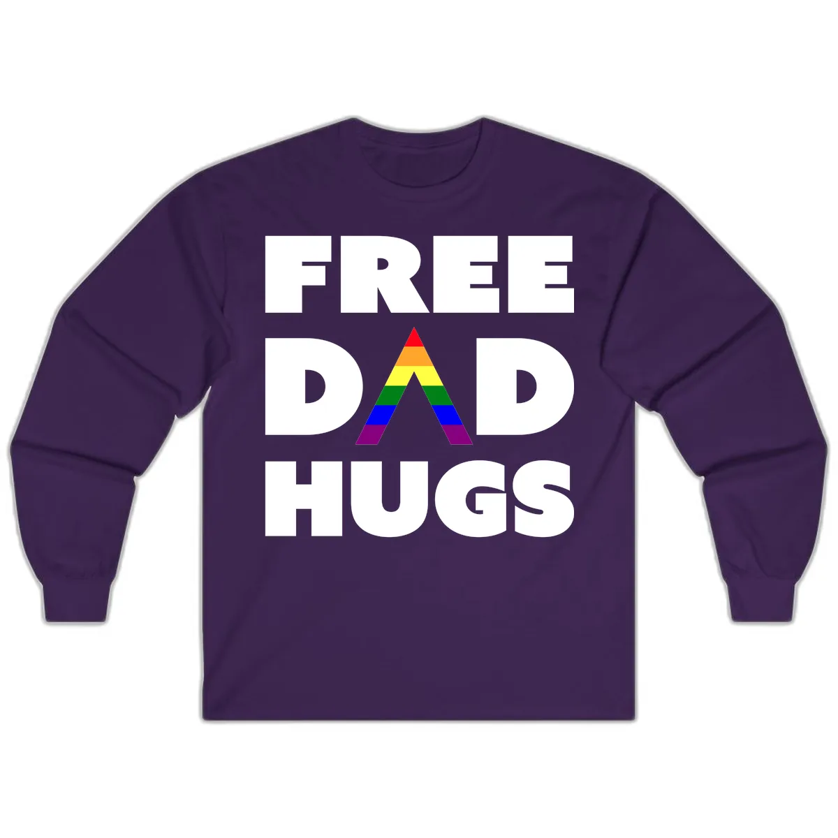 Free Dad Hugs Pride Triangle Long Sleeve in Purple