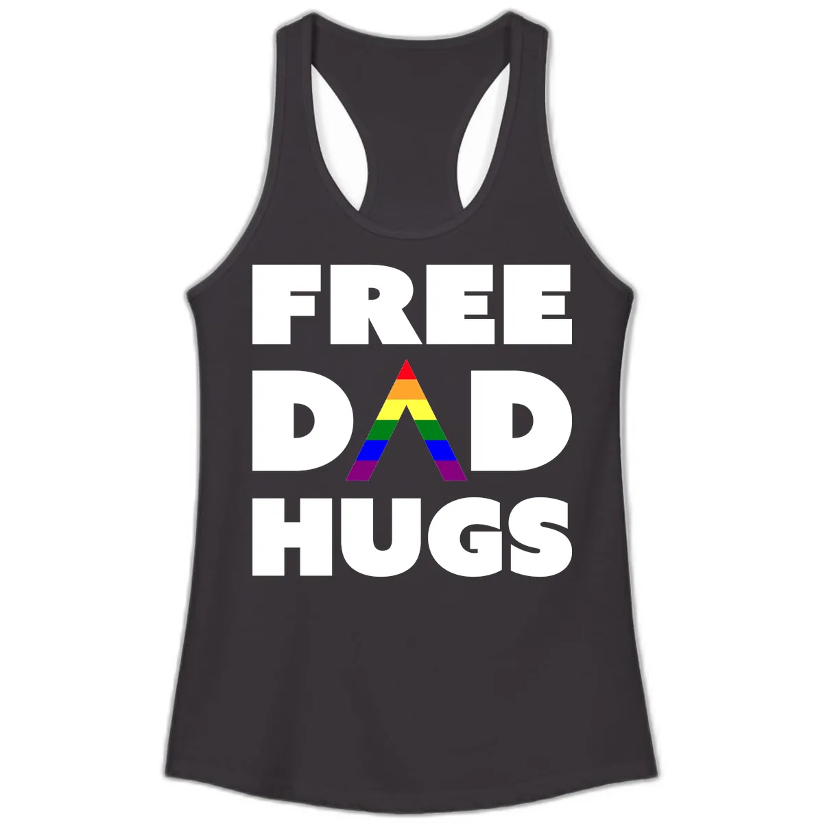 Free Dad Hugs Pride Triangle Ladies Tank in Black