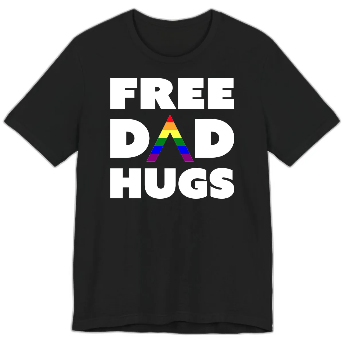 Free Dad Hugs Pride Triangle Premium T-Shirt in Black