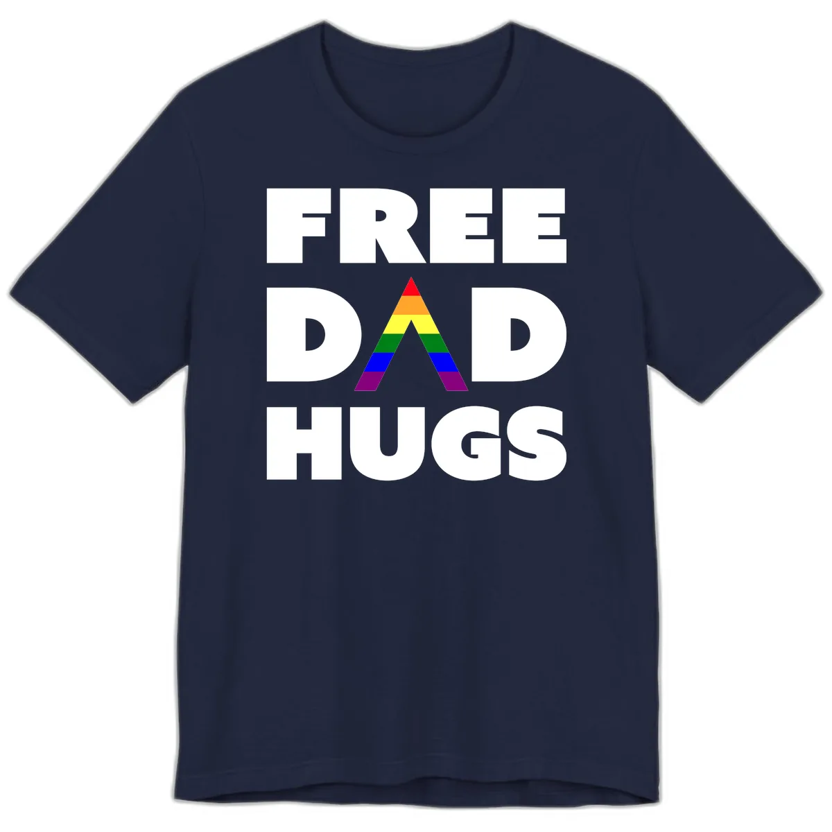 Free Dad Hugs Pride Triangle Premium T-Shirt in Navy