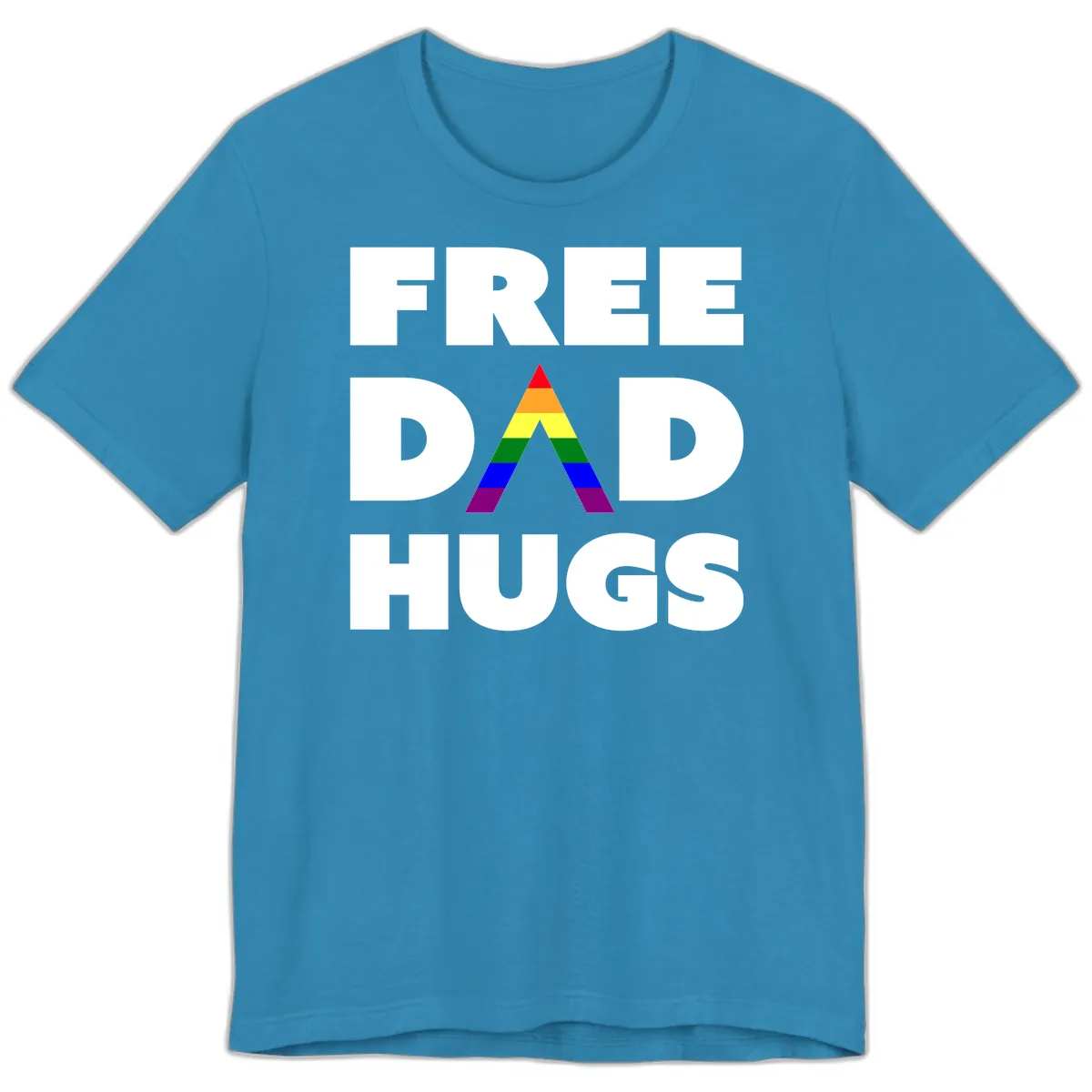 Free Dad Hugs Pride Triangle Premium T-Shirt in Aqua