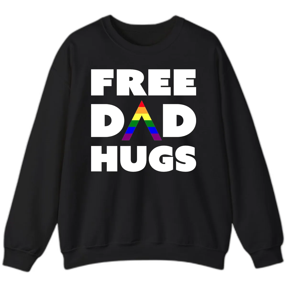 Free Dad Hugs Pride Triangle Sweatshirt in Black