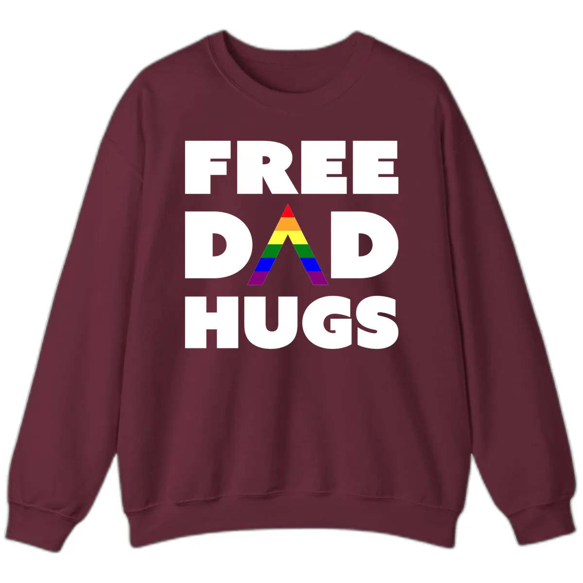 Free Dad Hugs Pride Triangle Sweatshirt in Maroon