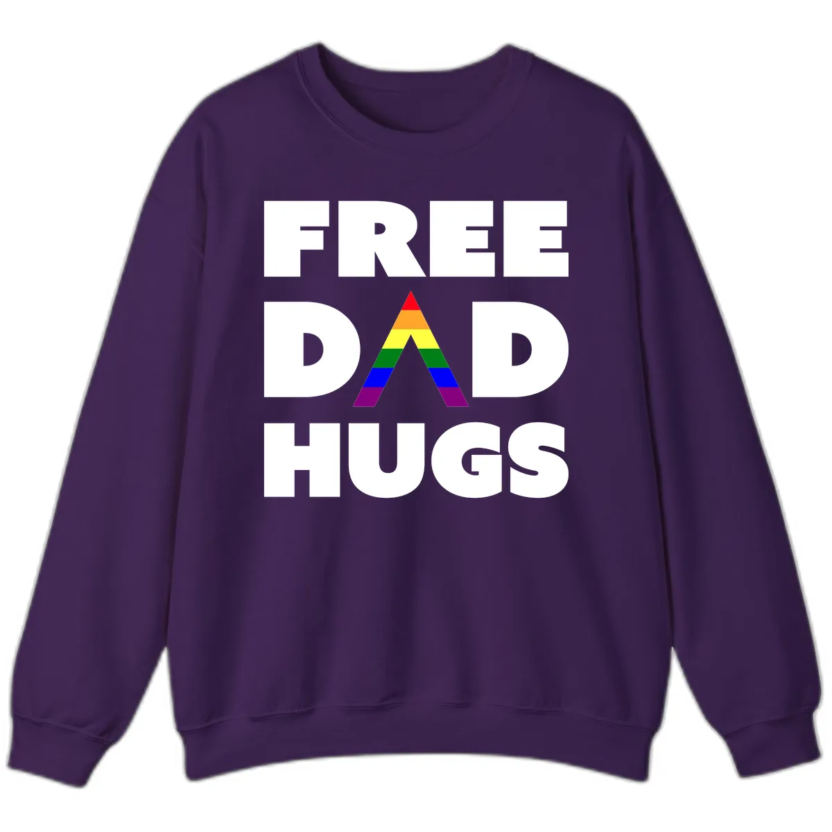 Free Dad Hugs Pride Triangle Sweatshirt in Purple
