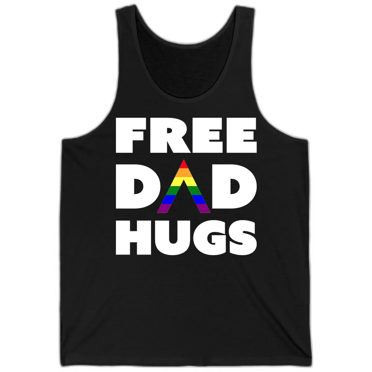 Free Dad Hugs Pride Triangle Tank in Black
