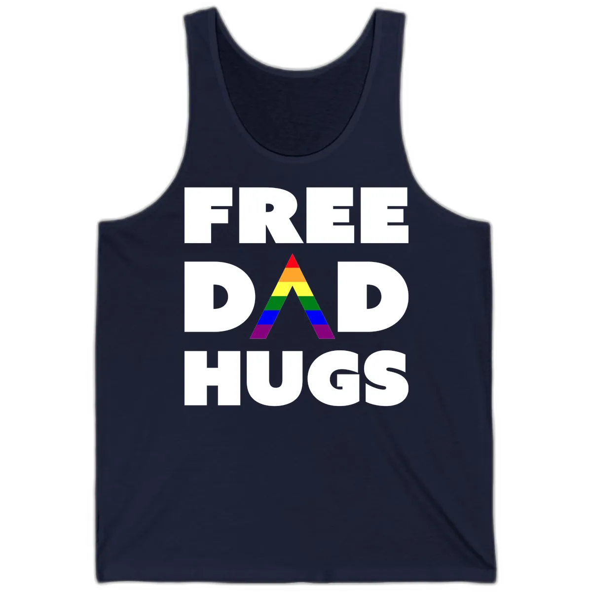 Free Dad Hugs Pride Triangle Tank in Navy