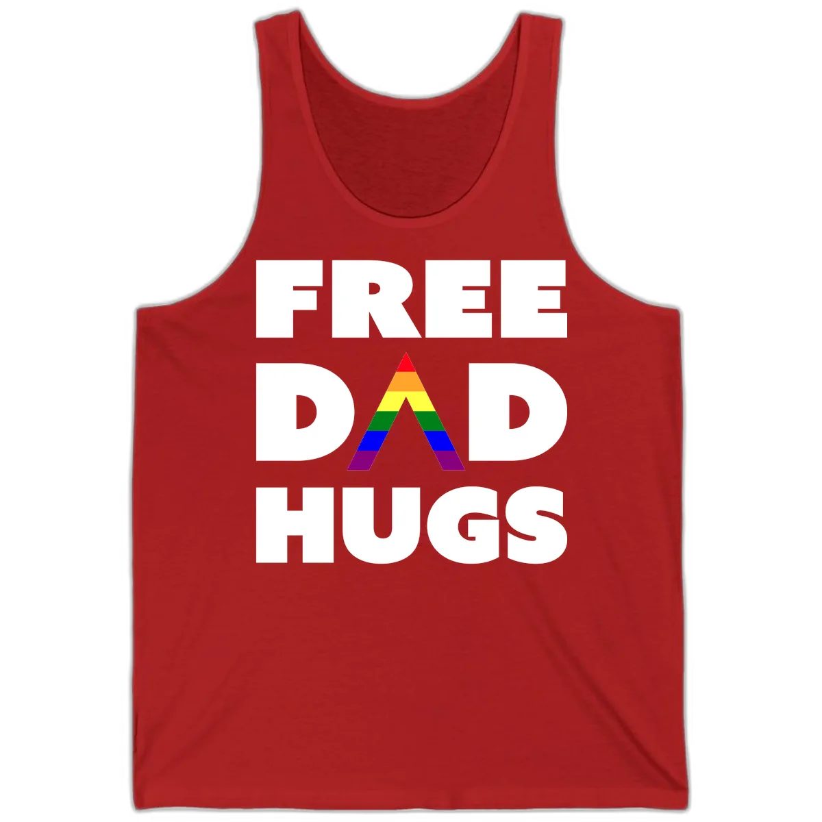 Free Dad Hugs Pride Triangle Tank in Red