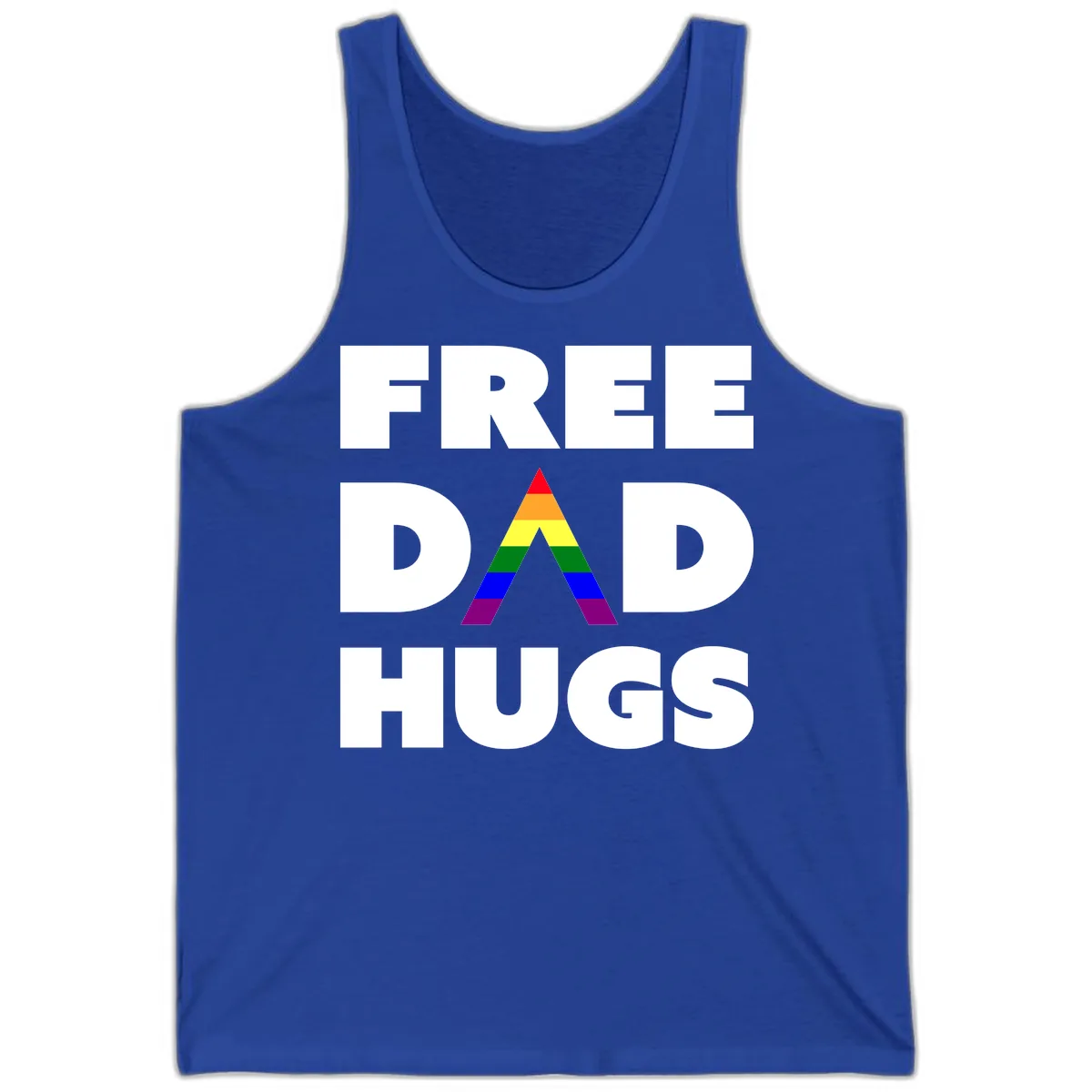 Free Dad Hugs Pride Triangle Tank in True Royal