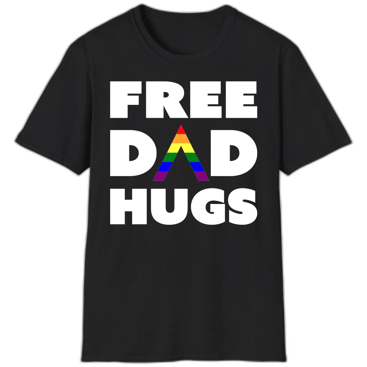 Free Dad Hugs Pride Triangle T-Shirt in Black