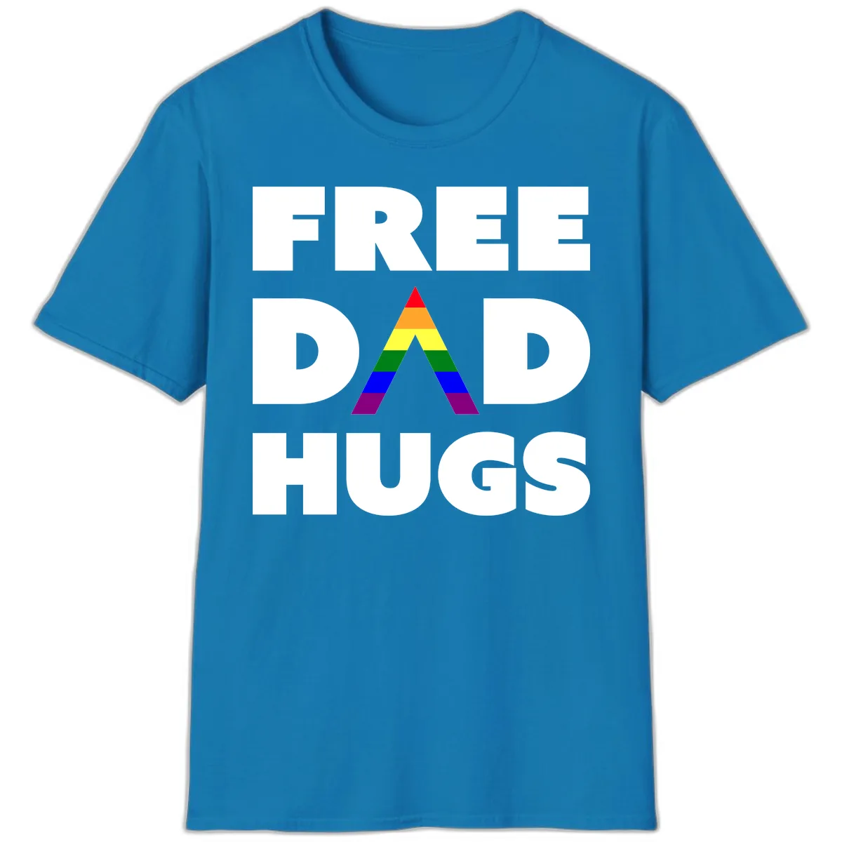 Free Dad Hugs Pride Triangle T-Shirt in Sapphire