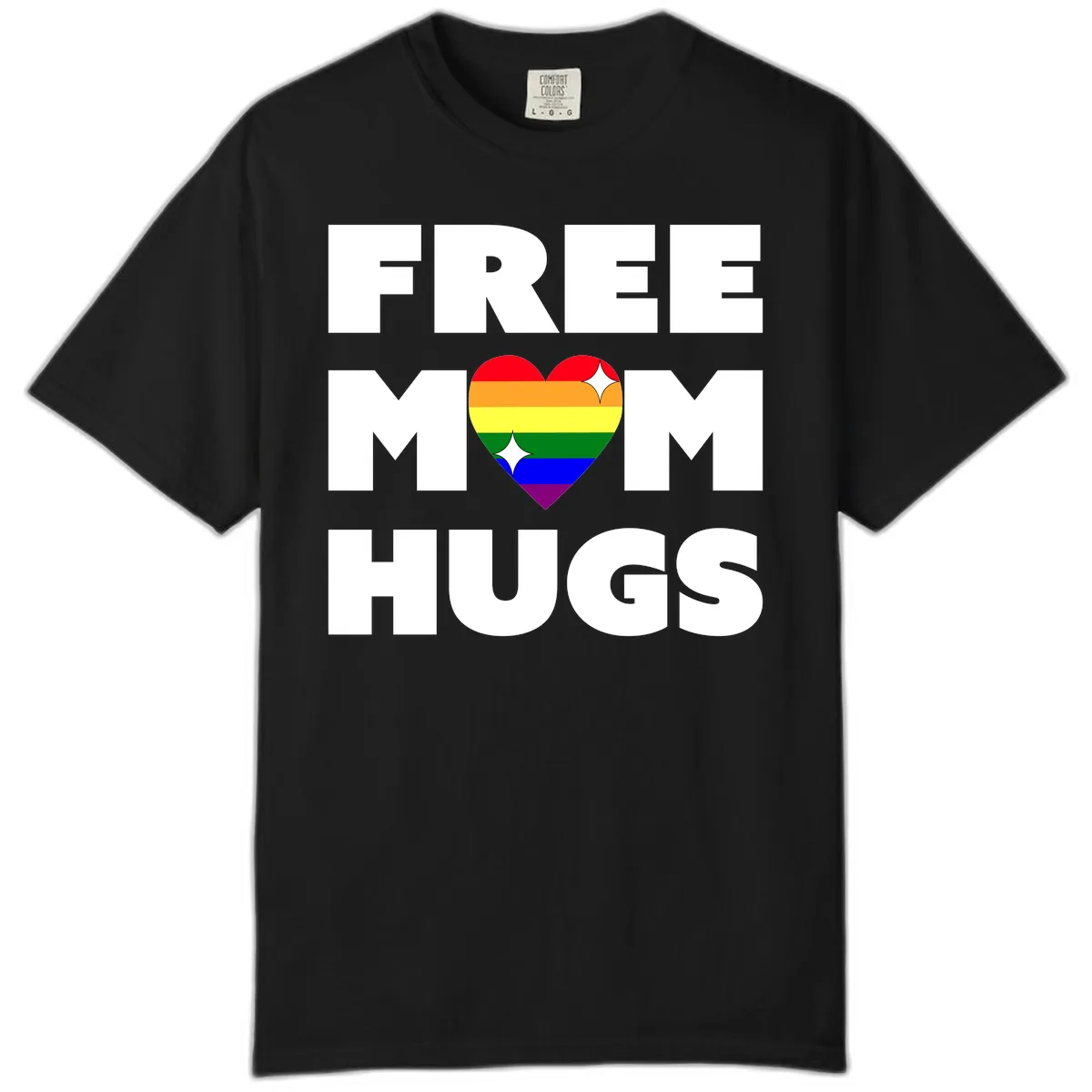 Free Mom Hugs Pride Heart Comfort Color in Black