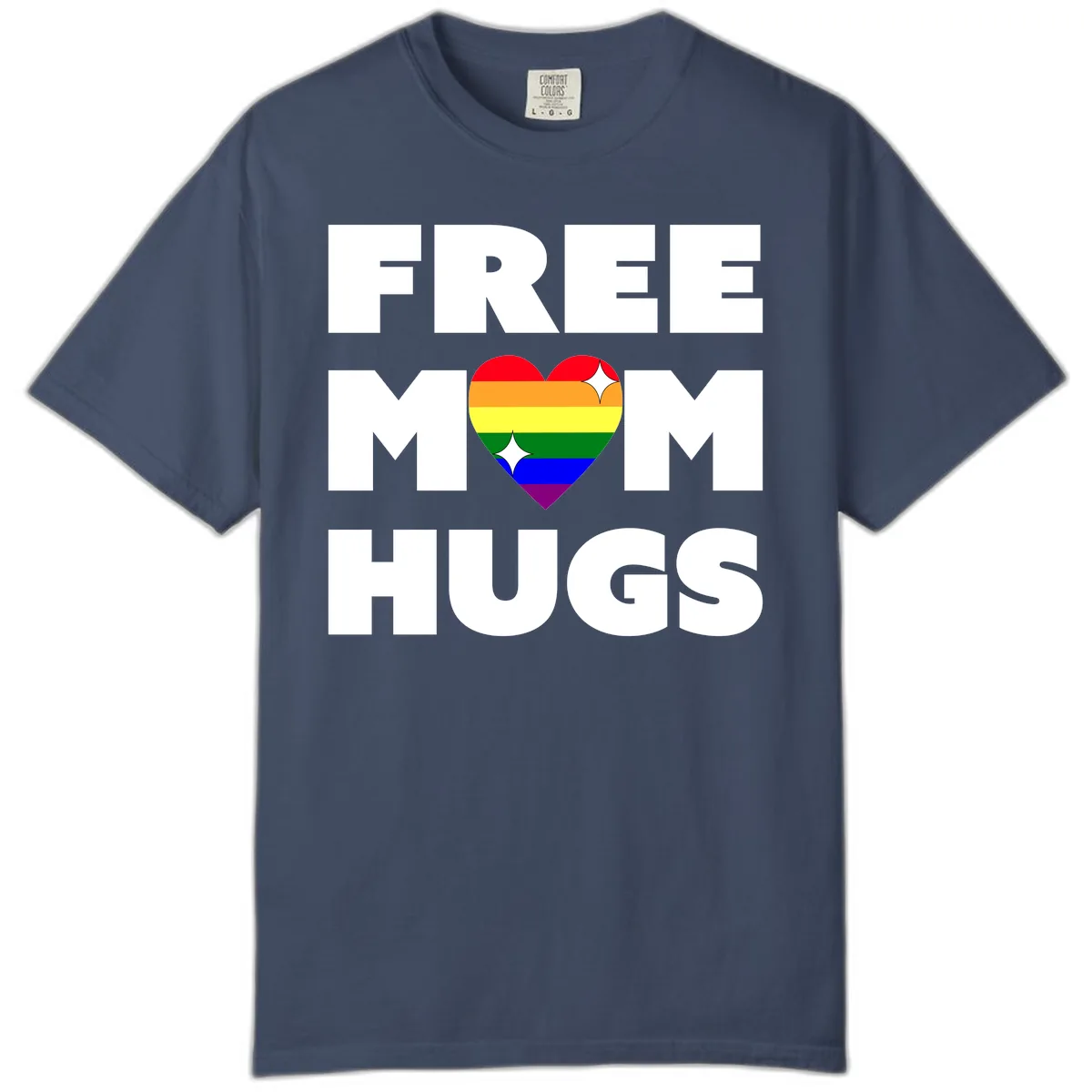 Free Mom Hugs Pride Heart Comfort Color in Midnight
