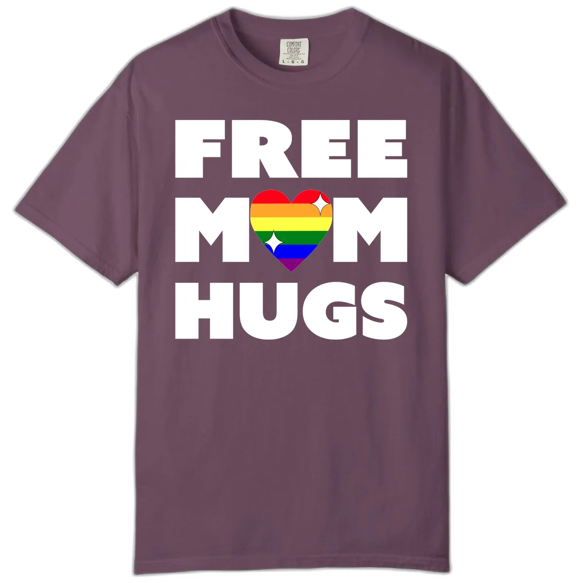 Free Mom Hugs Pride Heart Comfort Color in Berry