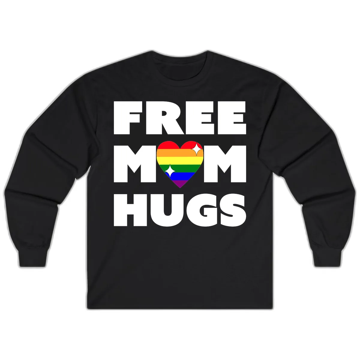 Free Mom Hugs Pride Heart Long Sleeve in Black