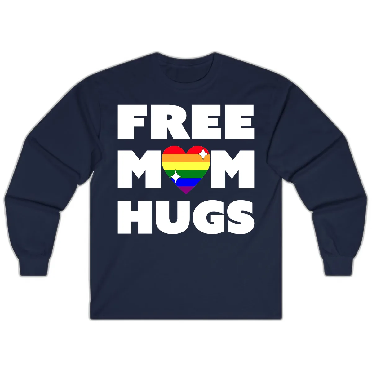Free Mom Hugs Pride Heart Long Sleeve in Navy