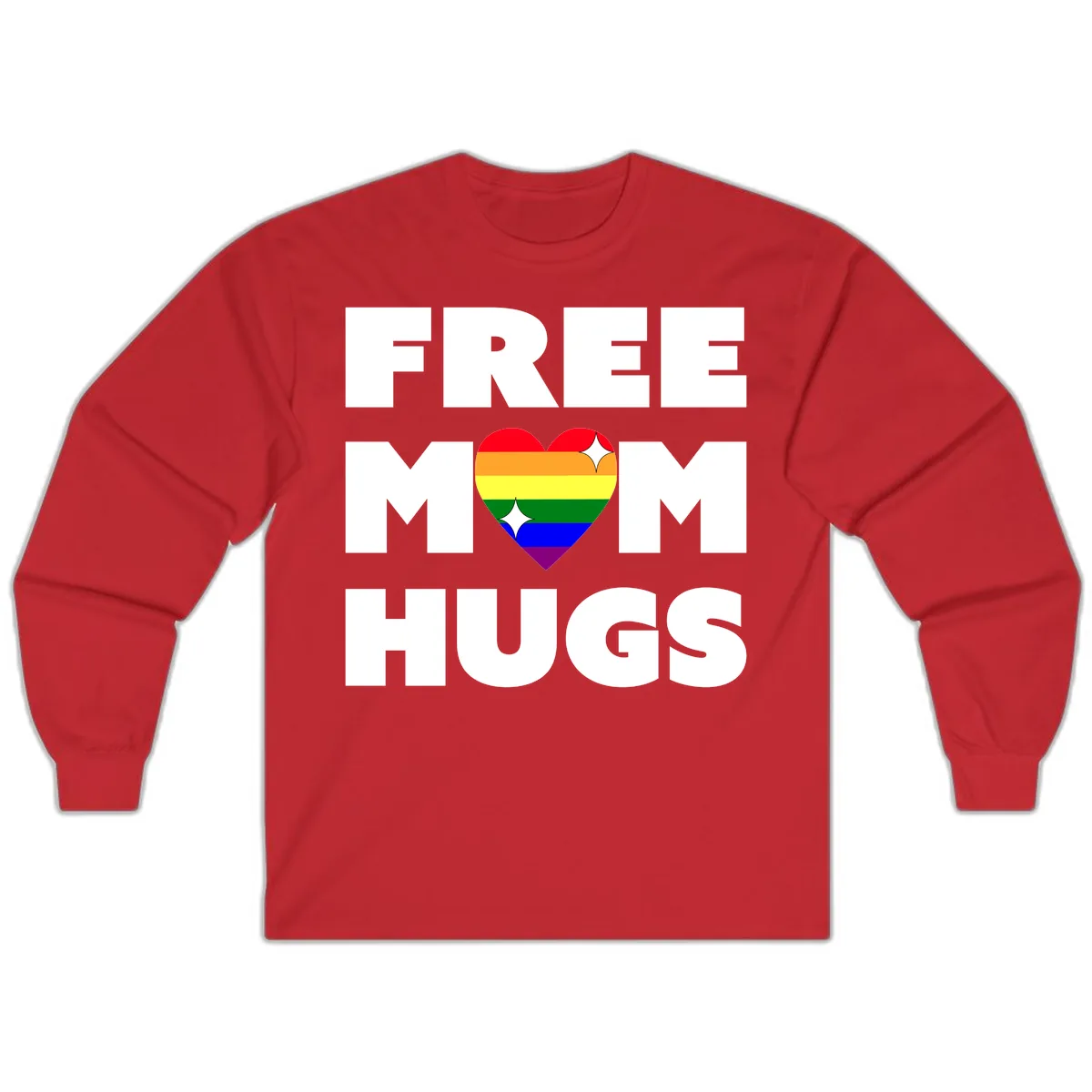 Free Mom Hugs Pride Heart Long Sleeve in Red