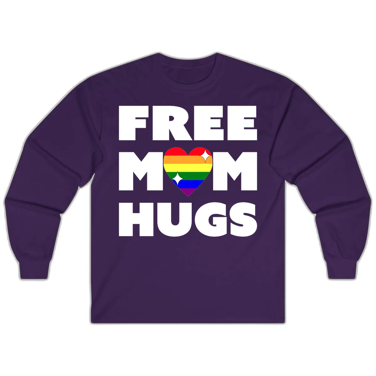 Free Mom Hugs Pride Heart Long Sleeve in Purple