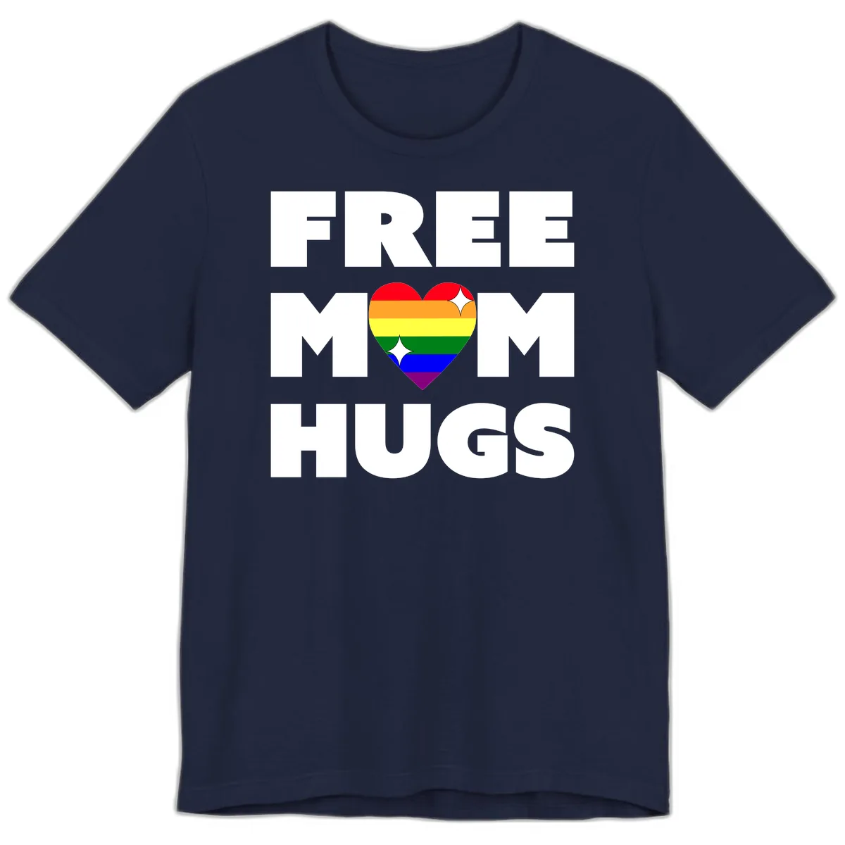 Free Mom Hugs Pride Heart Premium T-Shirt in Navy