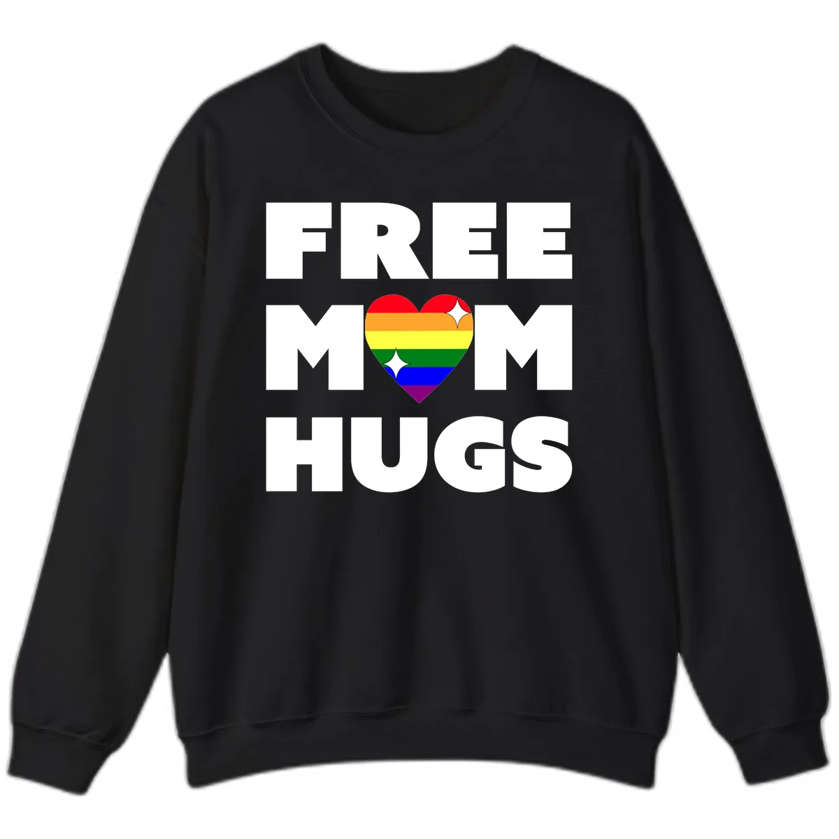 Free Mom Hugs Pride Heart Sweatshirt in Black
