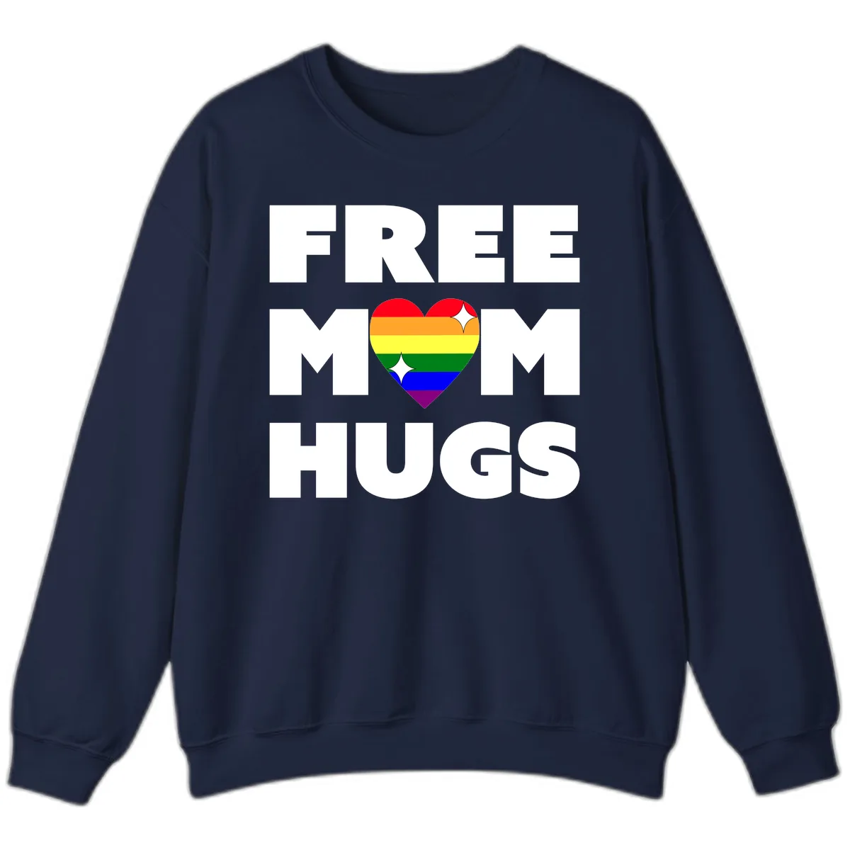 Free Mom Hugs Pride Heart Sweatshirt in Navy