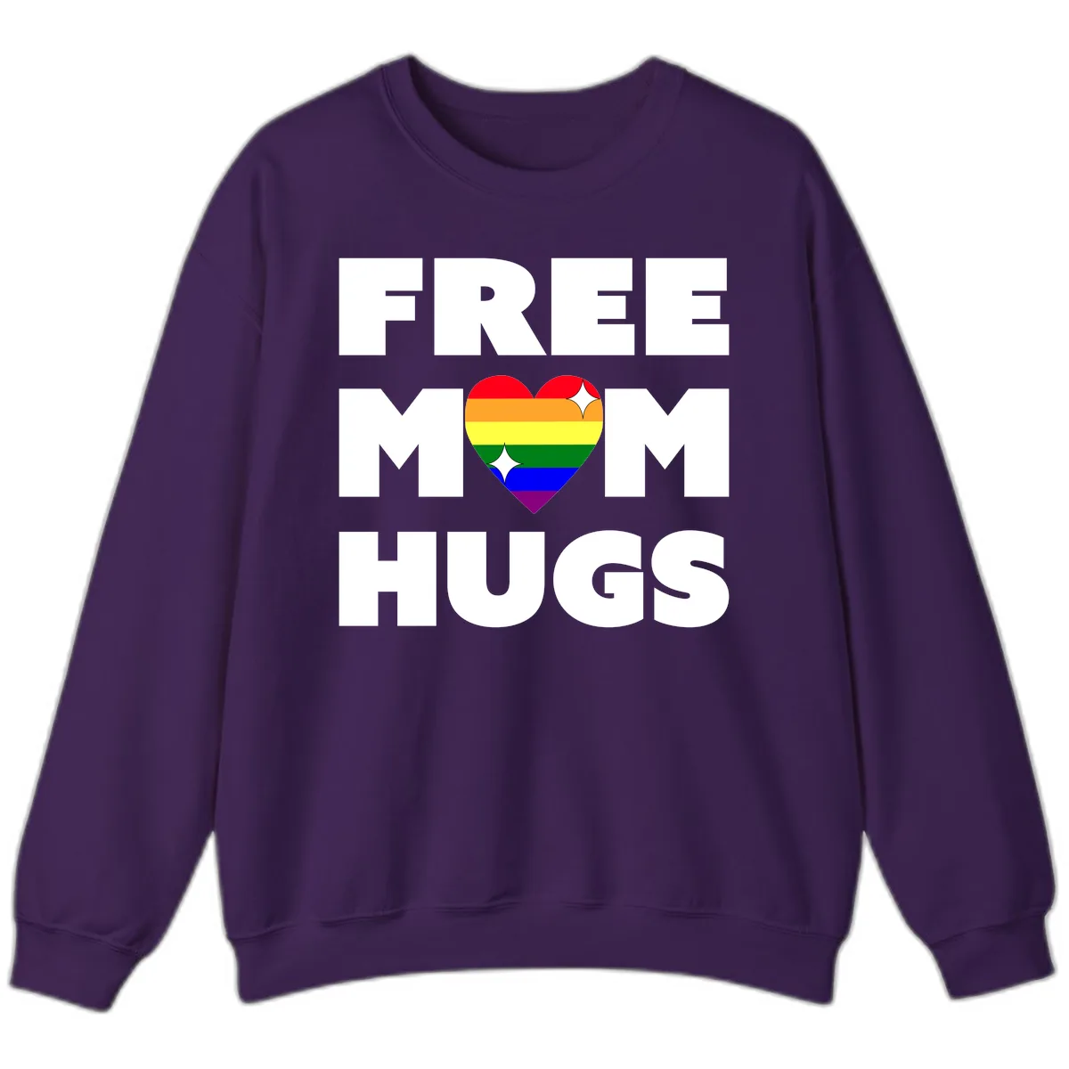 Free Mom Hugs Pride Heart Sweatshirt in Purple