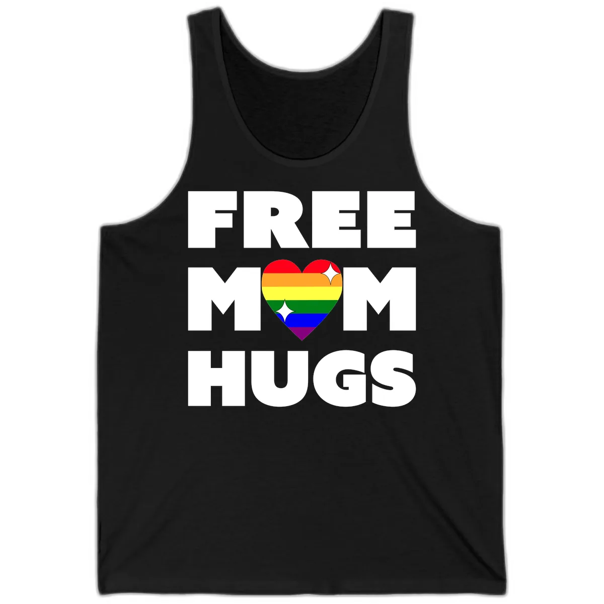 Free Mom Hugs Pride Heart Tank in Black