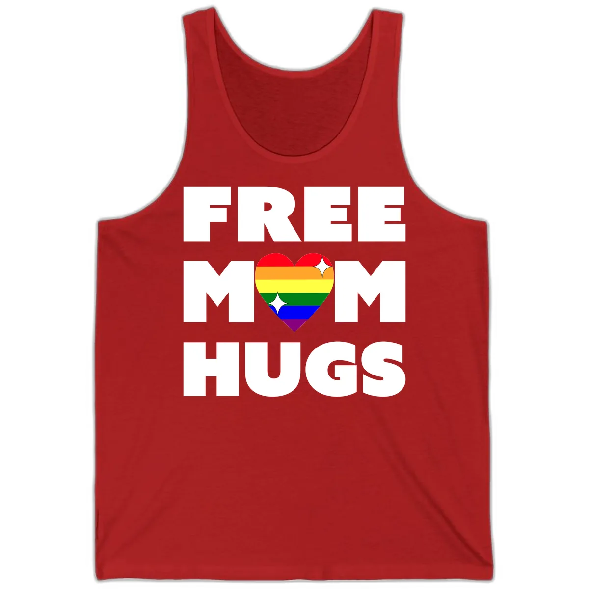 Free Mom Hugs Pride Heart Tank in Red