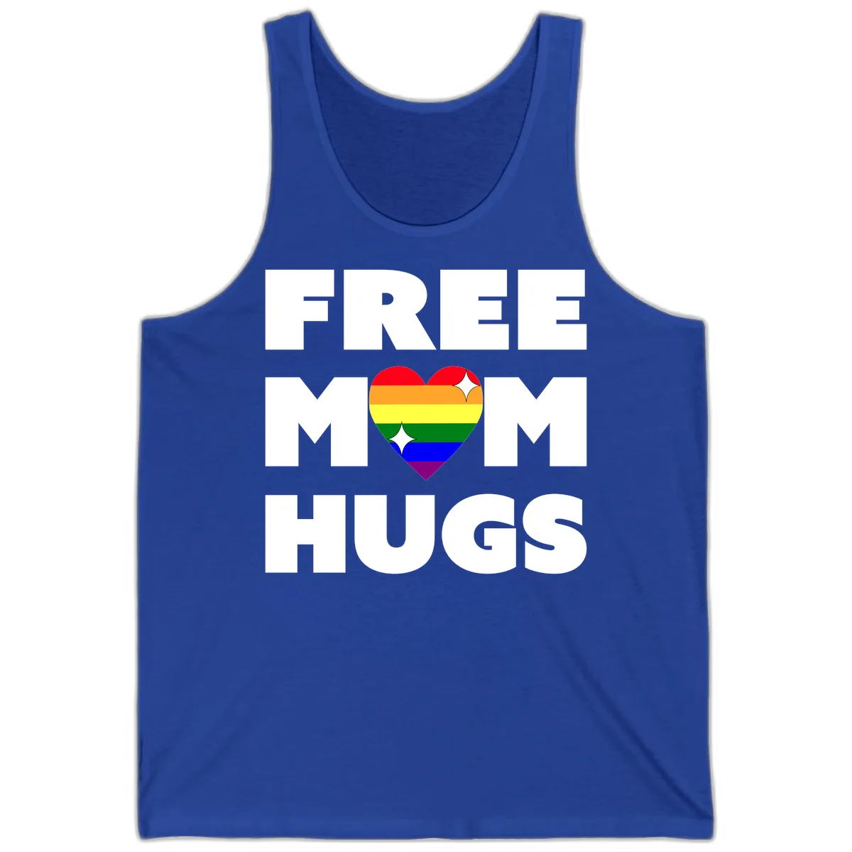 Free Mom Hugs Pride Heart Tank in True Royal
