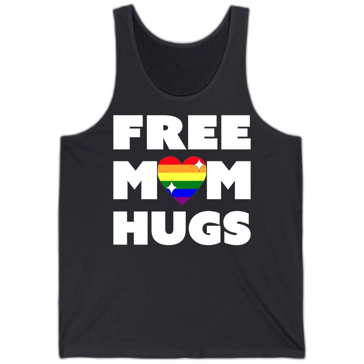 Free Mom Hugs Pride Heart Tank in Dark Grey