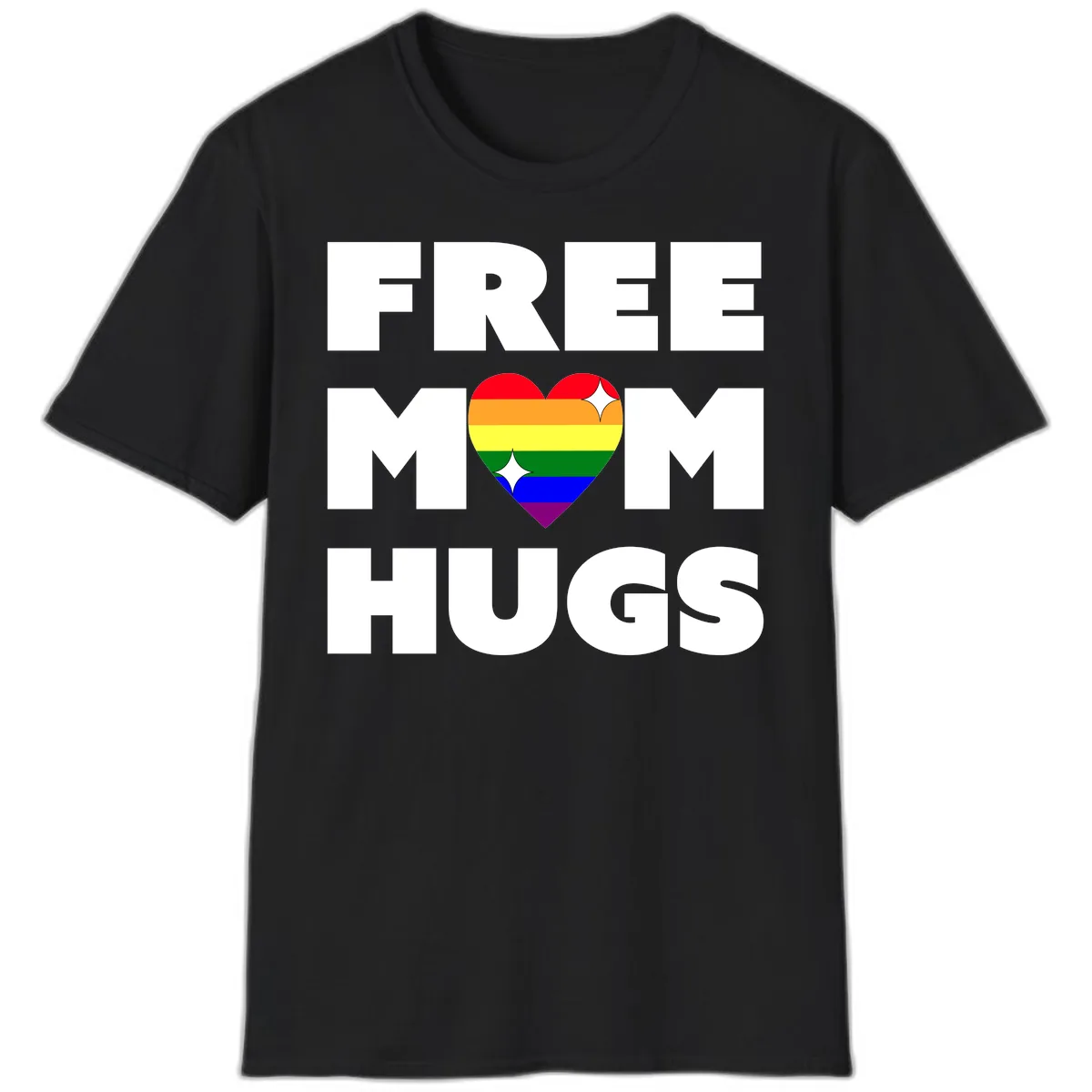 Free Mom Hugs Pride Heart T-Shirt in Black