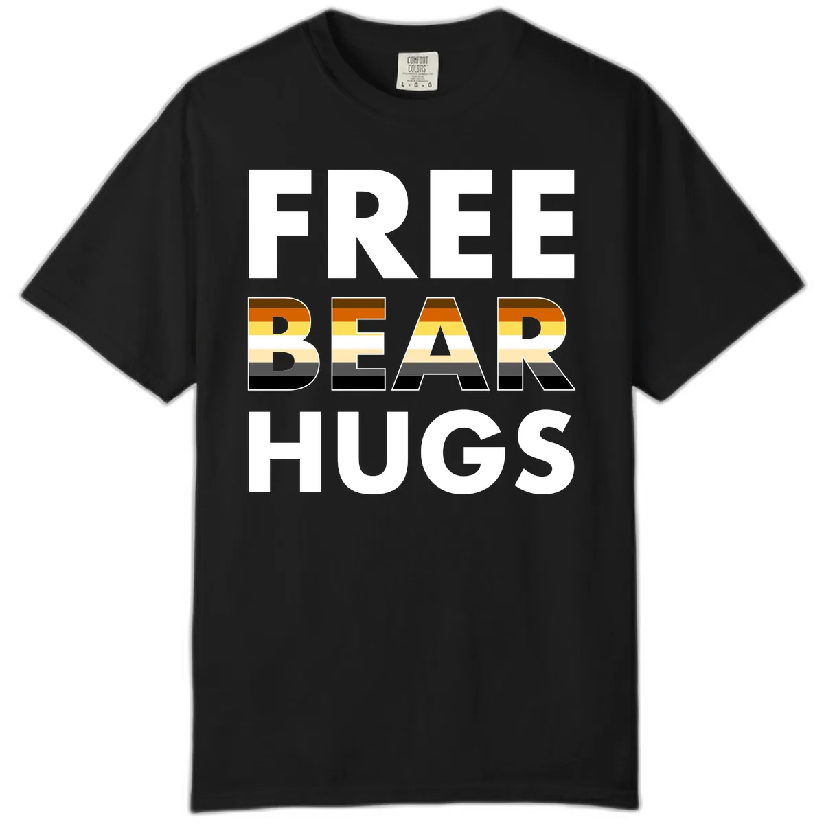 Free Bear Hugs Pride Flag Design Comfort Color in Black