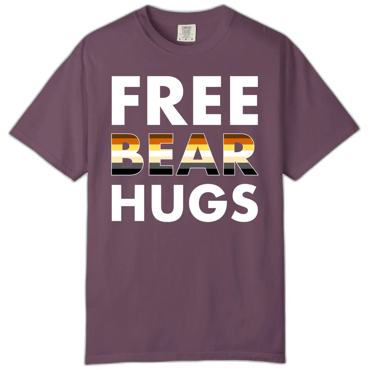 Free Bear Hugs Pride Flag Design Comfort Color in Berry