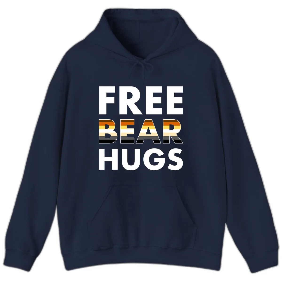 Free Bear Hugs Pride Flag Design Hoodie in Navy