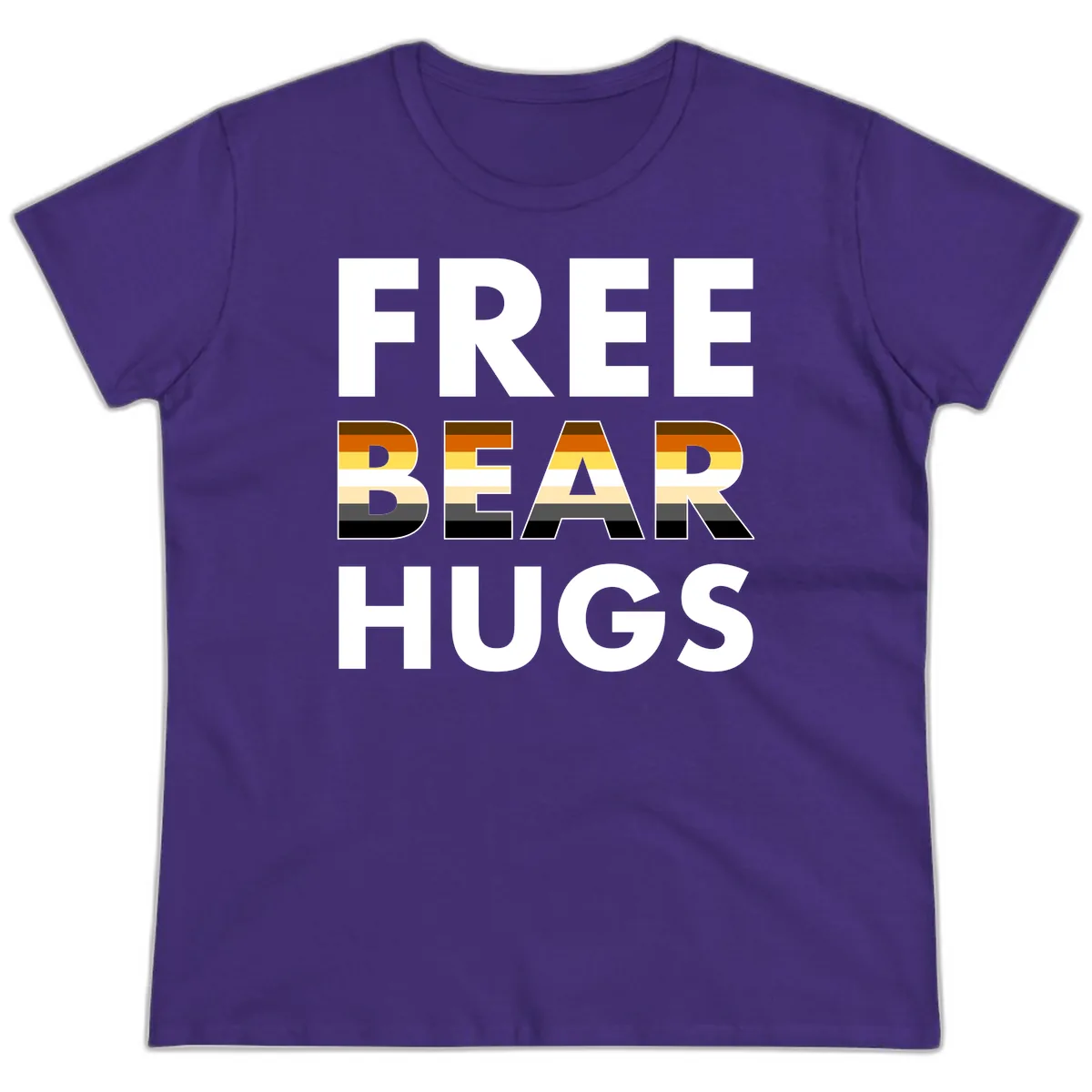Free Bear Hugs Pride Flag Design Ladies Tee in Purple