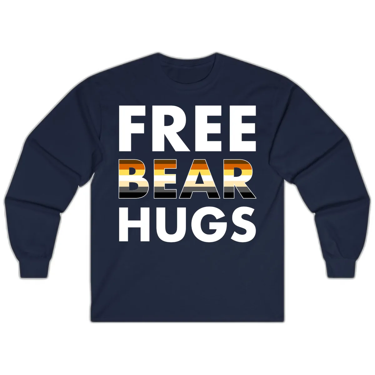 Free Bear Hugs Pride Flag Design Long Sleeve in Navy