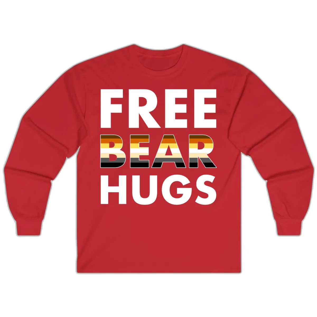 Free Bear Hugs Pride Flag Design Long Sleeve in Red