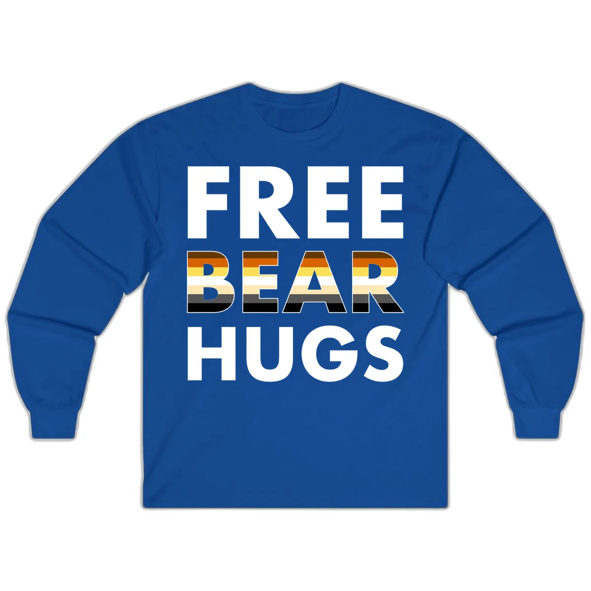 Free Bear Hugs Pride Flag Design Long Sleeve in Royal