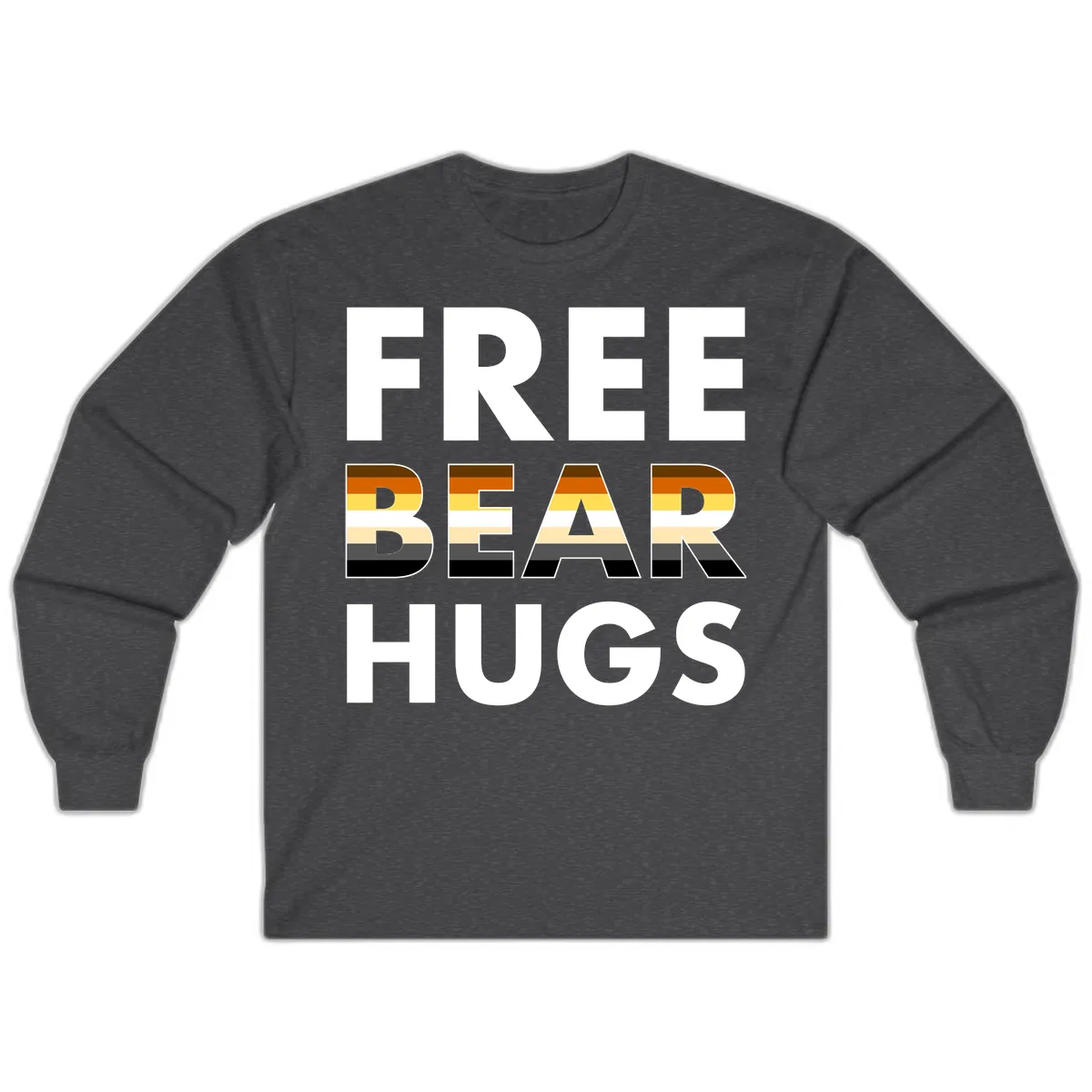 Free Bear Hugs Pride Flag Design Long Sleeve in Dark Heather