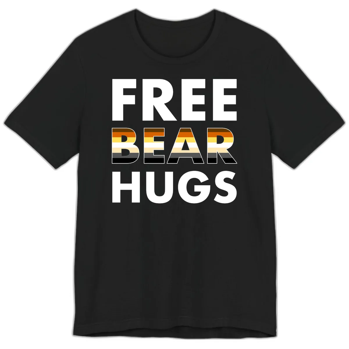 Free Bear Hugs Pride Flag Design Premium T-Shirt in Black