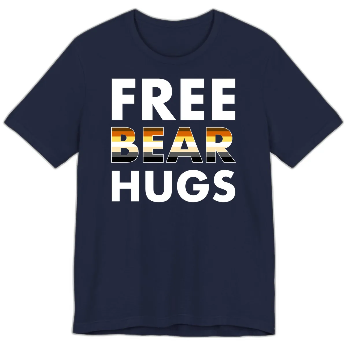 Free Bear Hugs Pride Flag Design Premium T-Shirt in Navy